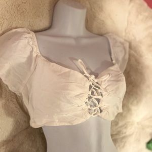 White Cropped Tie Top